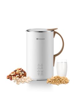 ok mokkom automatic nut milk maker 20 oz soy milk maker, homemade almond, oat, coconut, soy, or plant-based milk dairy free beverages, almond milk maker with delay start/boild water/self clean - white