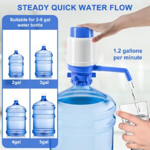 Manual Water Dispenser for 5 Gallon Bottle – Hand Press 5 Gallon Water Dispenser, Universal Fit for 2-5 Gallon Crown Top Jugs - 3 Tube Lengths, Protective Spout Cap, Cleaning Brush, BPA-Free