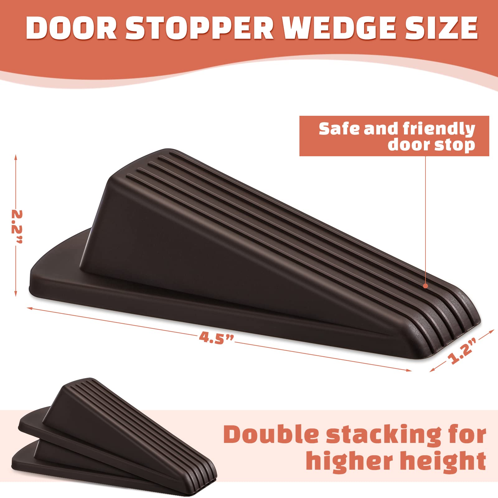 Frienda 36 Pcs Door Stoppers for Bottom of Door Rubber Door Wedge Stop Sturdy Door Stop Bulk for Heavy Duty Door Bottom Carpet Tile Concrete Wooden Floor (Brown)