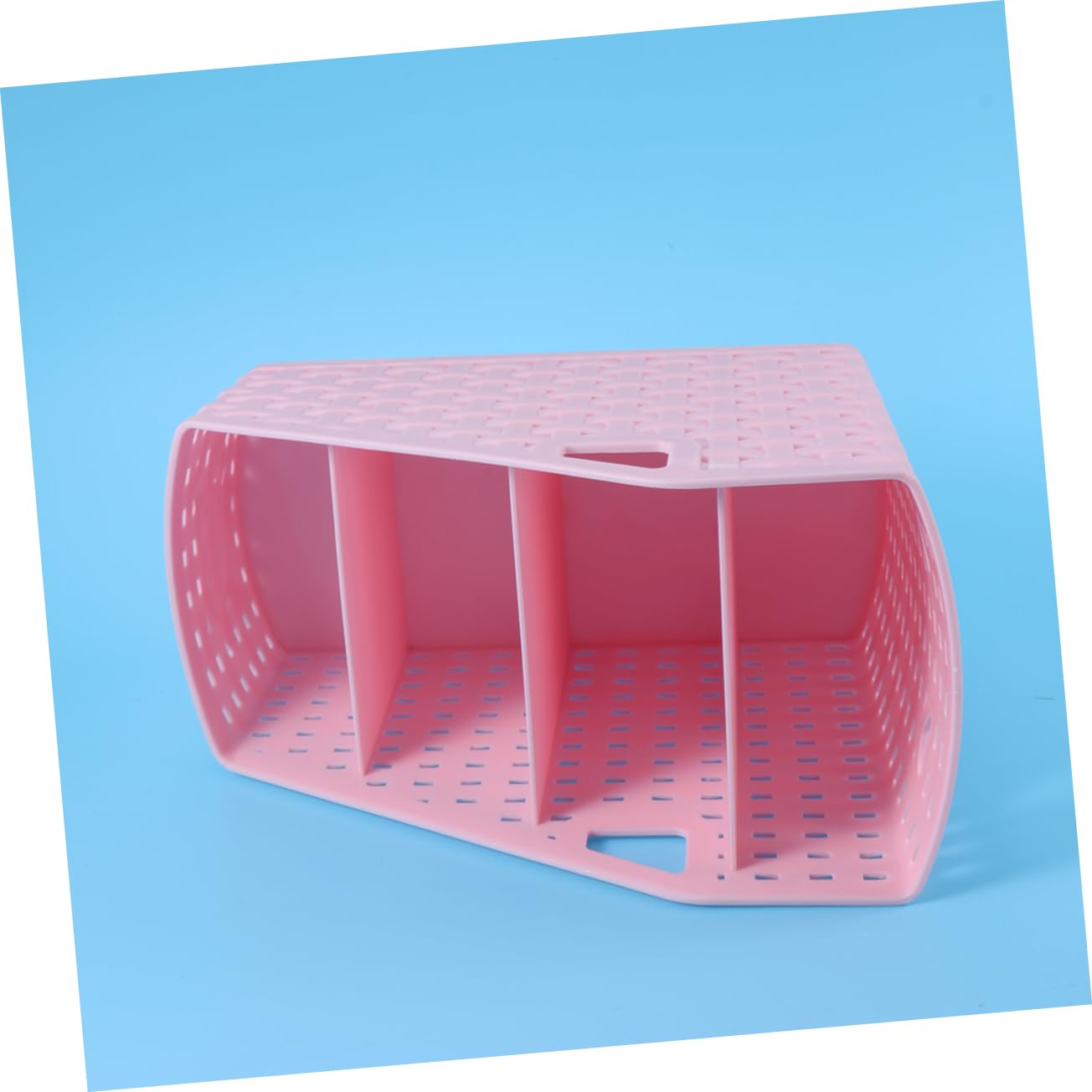 ibasenice 4 Plastic Storage Organizer Debris Storage Container 4 Grids Storage Box Makerup Organizer Make up Storage Basket Pink Plastic Storage Organizer