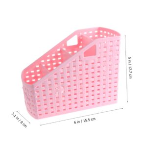 ibasenice 4 Plastic Storage Organizer Debris Storage Container 4 Grids Storage Box Makerup Organizer Make up Storage Basket Pink Plastic Storage Organizer