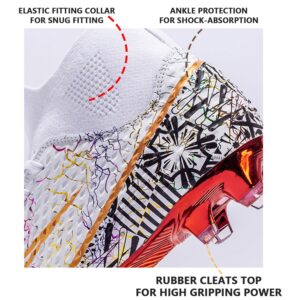 Men’s Soccer Cleats Adult AG Boots Indoor Soccer Shoes Athletic Breathable Fashion Football Socking Youth Professional Training Shoes Gold Printed Sole