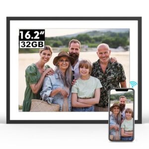 bsimb 16.2-inch 32gb wifi extra large digital picture frame, smart photo frame with ips hd touchscreen remote control, share photos&video via app&email, gift for mother's day