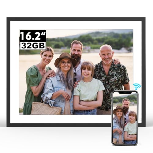 BSIMB 16.2-Inch 32GB WiFi Extra Large Digital Picture Frame, Smart Photo Frame with IPS HD Touchscreen Remote Control, Share Photos&Video via App&Email, Gift for Mother's Day