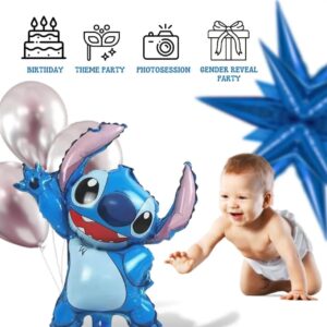 5PCS Cartoon Theme Blue Balloons 18" and 22" Cartoon Birthday Party Decorations for Cartoon Balloons Arch Birthday Party Decorations