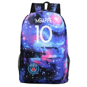 waroost football stars rucksack mbappe printed canvas bookbag-lightweight daypack casual knapsack for outdoor,travel