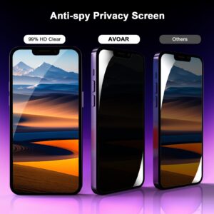 AVOAR 2 Pack Privacy Screen Protector for iPhone 14 Plus/13 Pro Max, Privacy Screen iPhone 13 Pro Max 6.7 Inch Tempered Full Screen Glass Film, Anti-Spy, Bubble Free, Case Friendly