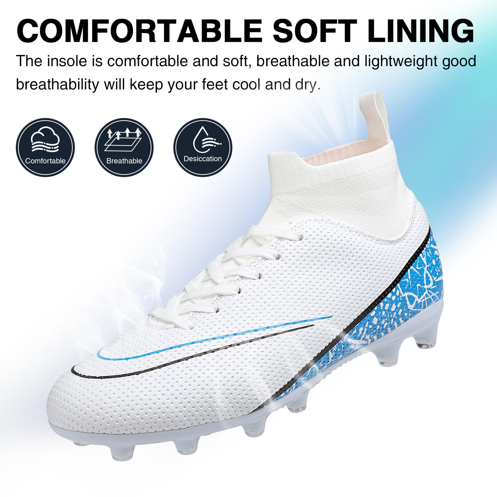 Soccer Cleats Mens Football Cleats Women Tacos de Futbol para Hombre Soccer Shoes for Big Boy High Top Football Boots Tacos de Futbol Zapatos de Futbol para Hombres Outdoor Soccer Shoes AG