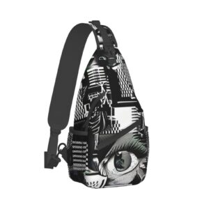 Oupoiey Fashion Trippy Sling Bag for Men and Women, Adjustable Crossbody Bag Shoulder Bag Sling Backpack Chest Bag Travel Hiking Daypacks