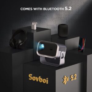 [Electric-Focus] Projector, Sovboi Mini Portable Projector 1080P FHD, Outdoor Projector With 5G WiFi and Bluetooth, 15000 Lumens, ±45° Keystone Correction, Home Theater Projector, Latest Model VB6