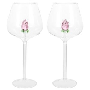 kichvoe glass tumblers 2pcs rose glasses glass wine glasses party drinks goblet glass cups decorative cups clear goblet good looking decorate girl rose wine glass