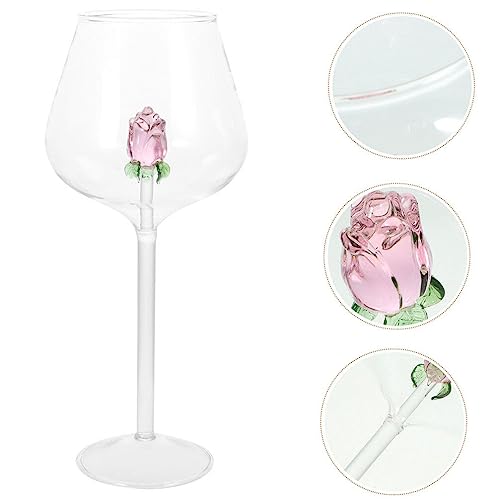 Kichvoe Glass Tumblers 2pcs Rose Glasses Glass Wine Glasses Party Drinks Goblet Glass Cups Decorative Cups Clear Goblet Good Looking Decorate Girl Rose Wine Glass