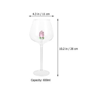 Kichvoe Glass Tumblers 2pcs Rose Glasses Glass Wine Glasses Party Drinks Goblet Glass Cups Decorative Cups Clear Goblet Good Looking Decorate Girl Rose Wine Glass