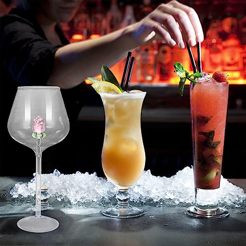 Kichvoe Glass Tumblers 2pcs Rose Glasses Glass Wine Glasses Party Drinks Goblet Glass Cups Decorative Cups Clear Goblet Good Looking Decorate Girl Rose Wine Glass