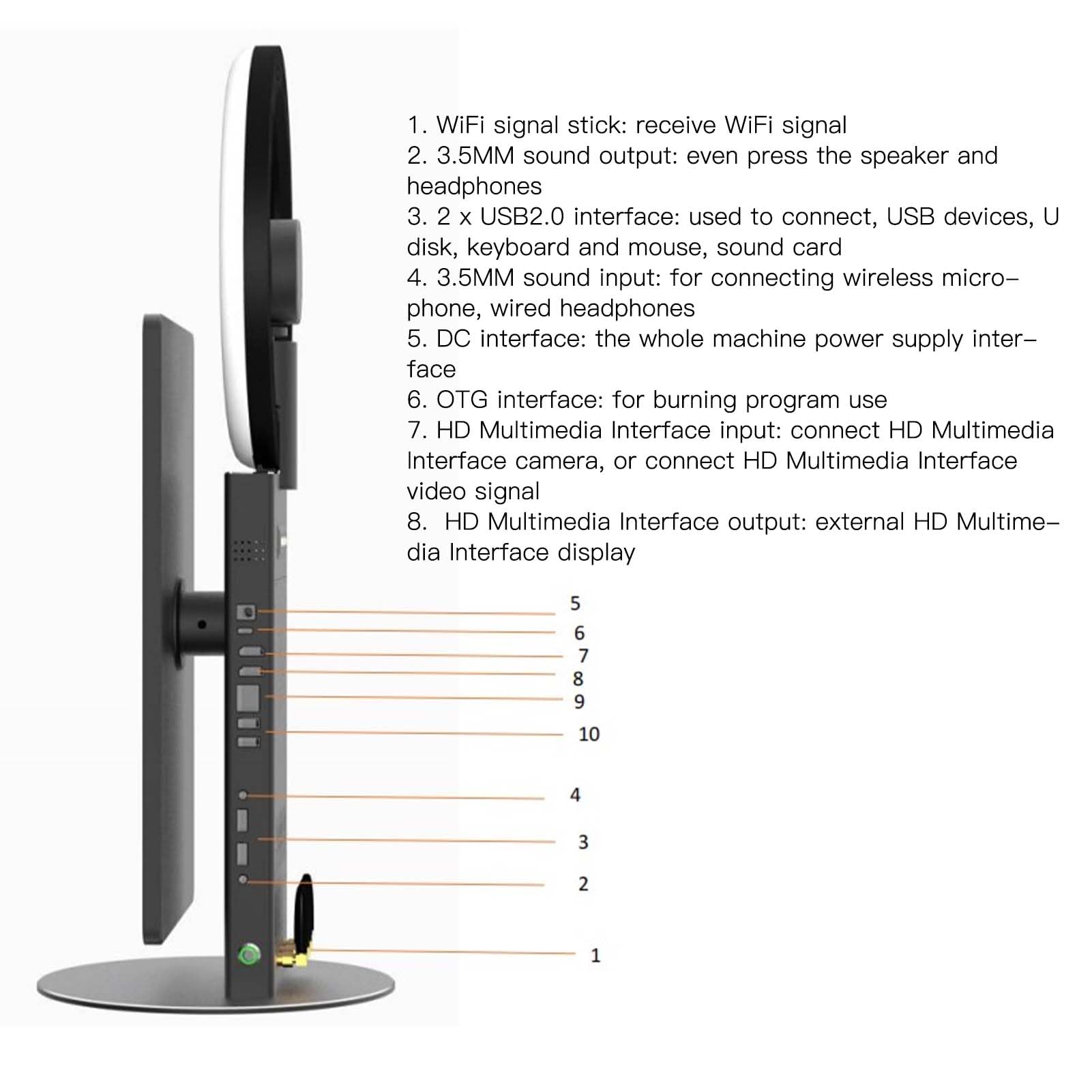 Desktop Live Broadcast Machine, 8MP Camera All in One Live Streaming Machine 2.4G 5G WiFi 5.0 8 Core 6nm CPU for 11.0 for Home (US Plug)