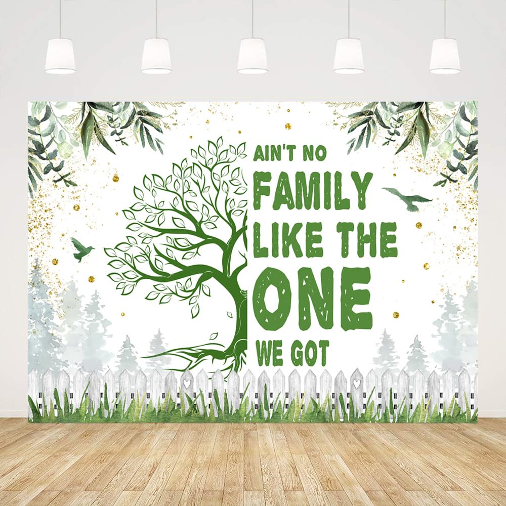 Ticuenicoa Family Reunion Backdrop 7x5ft Family Tree Leaves Welcome to Our Family Members Photography Background Gathering Gold and Green Party Decorations Supplies Photo Banner Booth Props