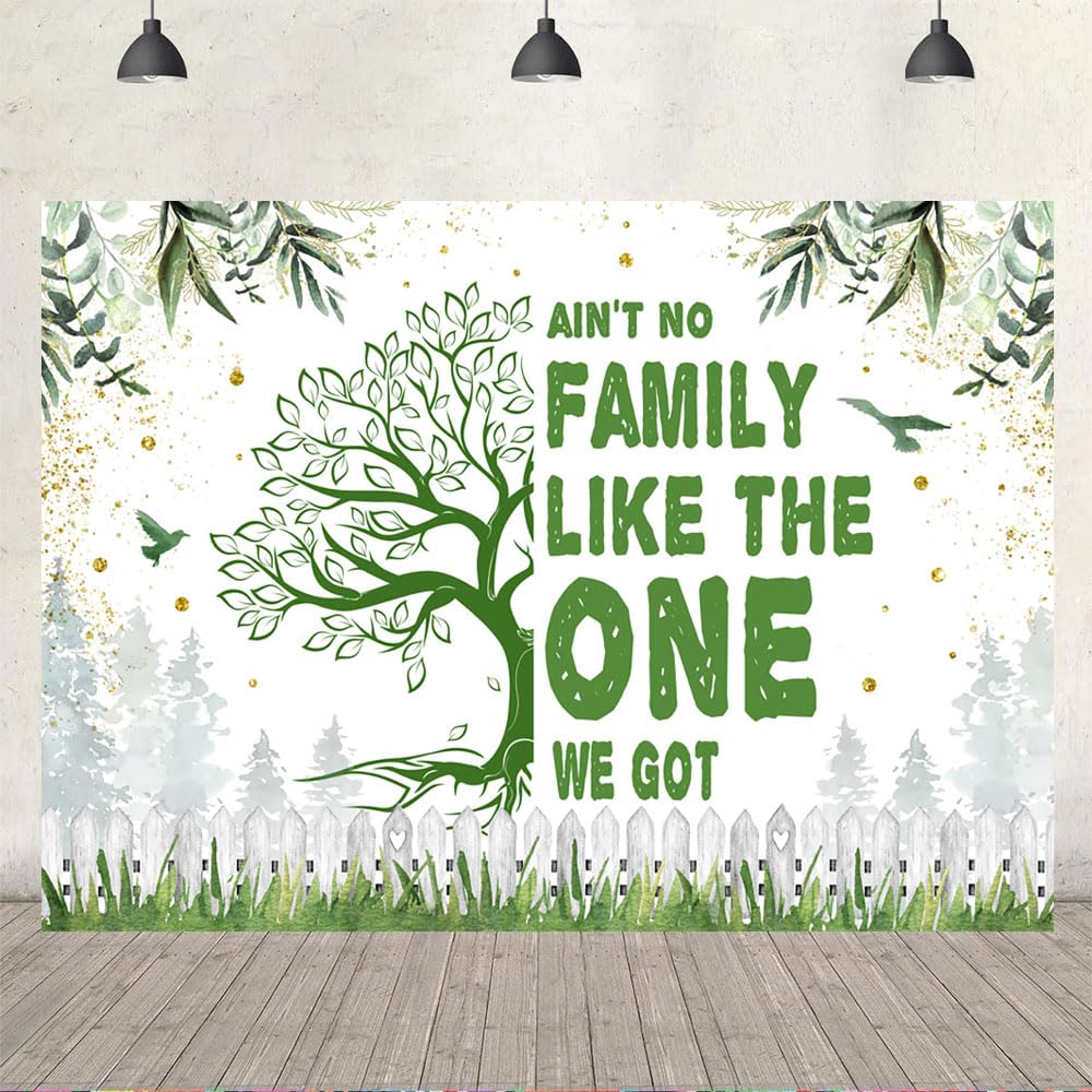 Ticuenicoa Family Reunion Backdrop 7x5ft Family Tree Leaves Welcome to Our Family Members Photography Background Gathering Gold and Green Party Decorations Supplies Photo Banner Booth Props