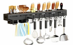 anditribo 20-inch kitchen organizer - stainless steel non-hole hooks,storage organizer flatware wall mounted for knives, spoons, forks utensil racks