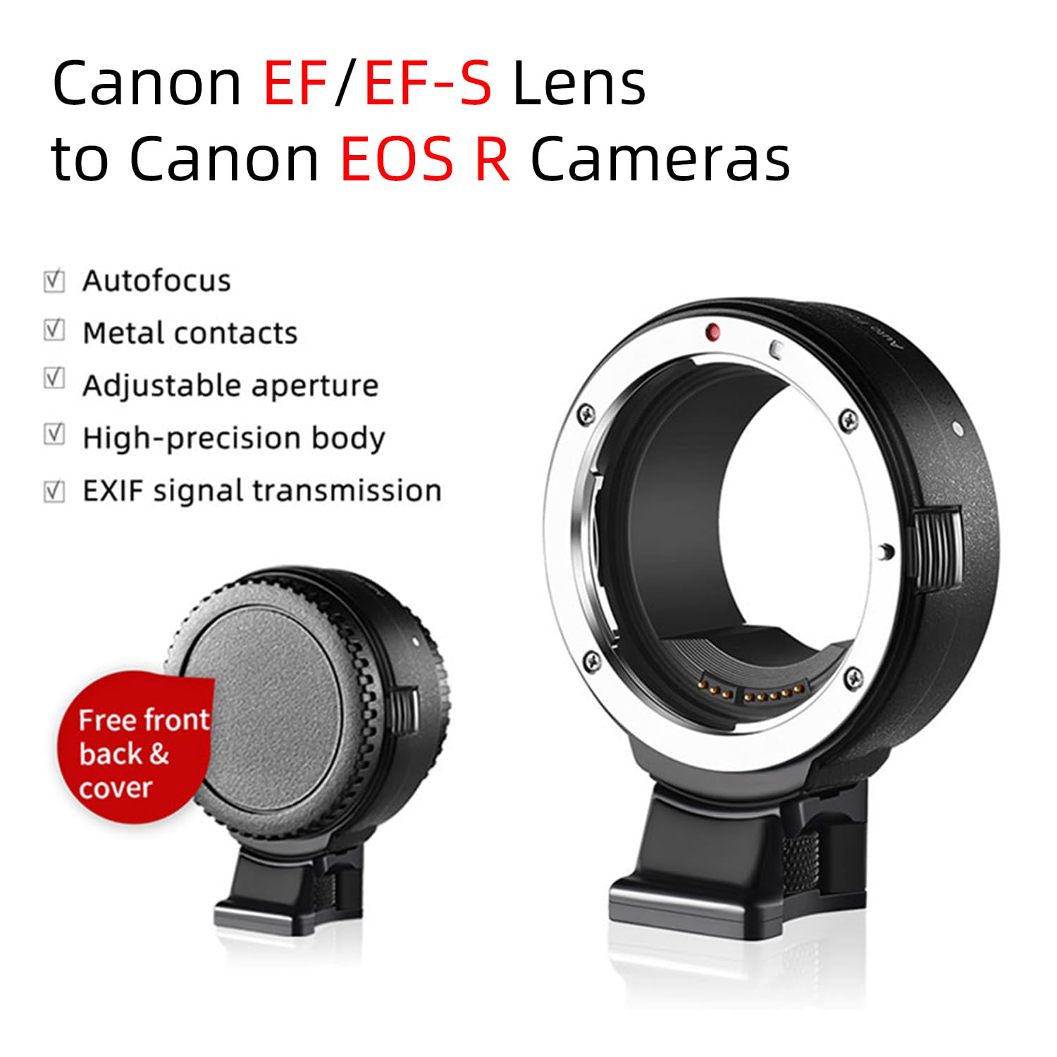 Lens Mount Adapter EF-EOS R Auto-Focus Lens Converter Control Ring for EF/EF-S Lens to Canon EOS R RP R3 R5 R50 R6 R7 R8 R10 Cameras