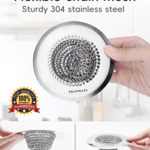 1 Pack Sink Strainer, Flexible Chain Mesh Easy Clean Kitchen Sink Drain Strainer, Anti-Rust 304 Stainless Steel Sink Strainer, Sink Protectors Clog-Free Sink Catcher Strainer for Food Garbage Disposal