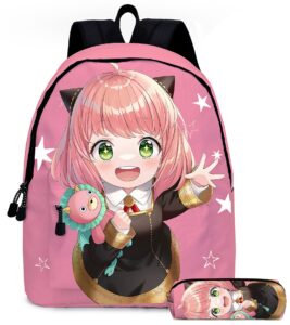 xixisa 16" backpack anime daypack laptop backpacks (pink)