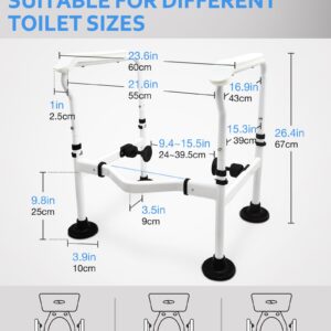 Sangohe Toilet Safety Rails - Toilet Safety Rails for Elderly - Toilet Safety Frame for Elderly, Handicap, or Disabled - Handicap Toilet Seat with Handles - Toilet Bars for Elderly and Disabled, 502D