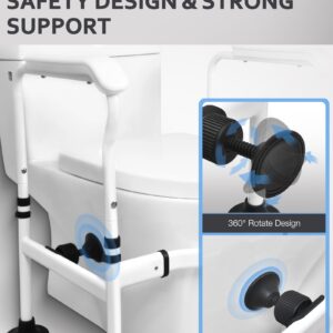 Sangohe Toilet Safety Rails - Toilet Safety Rails for Elderly - Toilet Safety Frame for Elderly, Handicap, or Disabled - Handicap Toilet Seat with Handles - Toilet Bars for Elderly and Disabled, 502D