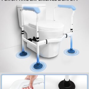 Sangohe Toilet Safety Rails - Toilet Safety Rails for Elderly - Toilet Safety Frame for Elderly, Handicap, or Disabled - Handicap Toilet Seat with Handles - Toilet Bars for Elderly and Disabled, 502D