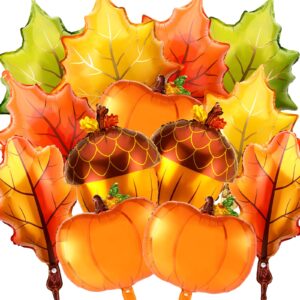 FEBSNOW 30Pcs Fall Balloons Thanksgiving Foil Balloons Large Pumpkin Maple Leaf Pine Mylar Balloons Garland for Autumn Thanksgiving Baby Shower Birthday Party Decorations