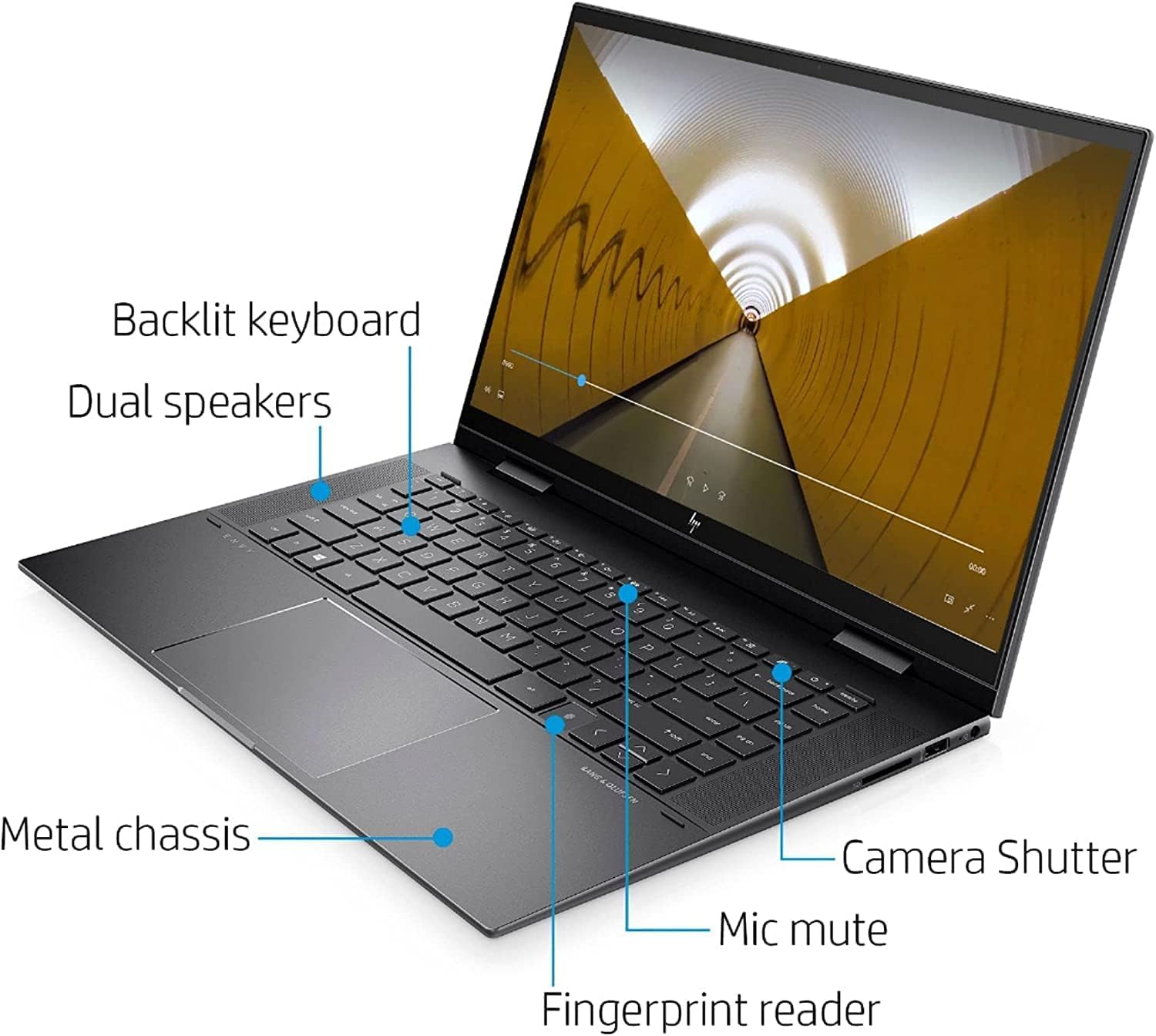 HP Envy x360 2-in-1 Convertible Business Laptop, 15.6-inch FHD Touchscreen, AMD Ryzen 7 5825U, 32GB RAM, 1TB SSD, Windows 11 Pro, Fingerprint Reader, Backlit Keyboard, WiFi 6, PCM