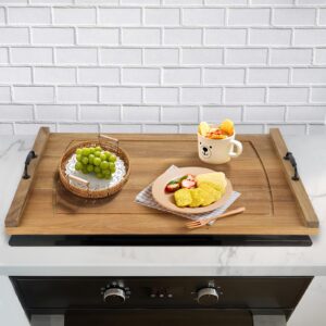 nisorpa noodle board for gas stovetop multifunctional cover and tray noodle board stove cover, gas burners stove cover board with handles,wood electric cooktop cover stove top protector 30"l x 22"w