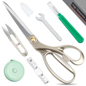 fiveizero fabric scissors all purpose: 10.5" heavy duty scissors (med. weight) with sheath, ultra sharp dressmaker shears, professional tailor sewing scissors for fabric, upholstery, leather cutting
