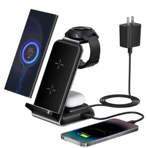 wireless charging station for samsung - fast charging wireless charger for galaxy s23 ultra/s23/s23+/z flip/fold 5/4/3/iphone/android phones, galaxy watch 6/5 pro/5/4/3 & buds.(with 30w pd adapter)