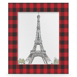 cfpolar red plaid 8x10 picture frame solid wood high definition acrylic photo frame fits to 8x10 inch photos, wall mounting picture frames for tabletop & wall display home decor