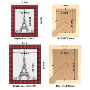 cfpolar Red Plaid 8x10 Picture Frame Solid Wood High Definition Acrylic Photo Frame Fits to 8x10 Inch Photos, Wall Mounting Picture Frames for Tabletop & Wall Display Home Decor