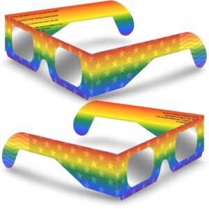 premium rainbow solar eclipse viewing glasses - safe, iso 12312-2, durable paper frames - pack of 2 - perfect for astro enthusiasts and outdoor events