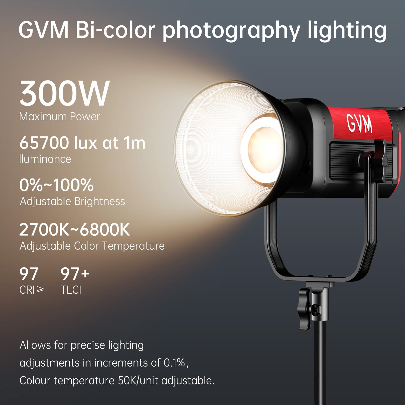 GVM Video Lighting 300W Bi-Color Studio Lights kit with Bowens Mount Softbox and Stand CCT 2700K~6800K CRI 97+ Continuous Lighting for Photography