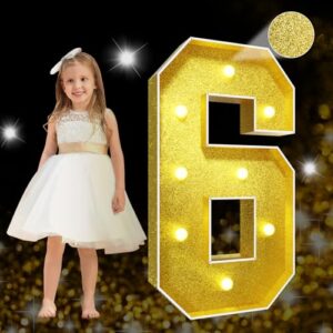imprsv gold decorations numbers 6 for 6th birthday, anniversary
