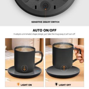 Jisiloe Coffee Mug Warmer, Smart Coffee Cup Warmer with Pressure-Induced Auto ON/Off, Candle Warmer Coffee Warmer Plate for Milk Tea, Coffee Accessories for Home Office Desk