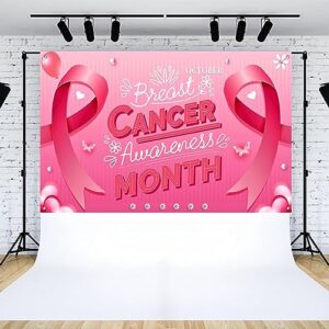 Breast Cancer Awareness Decorations, Breast Cancer Awareness Banner, Breast Cancer Awareness Backdrop, Pink Ribbon Banner Backdrop for Breast Cancer Decor, 72x43 Inch