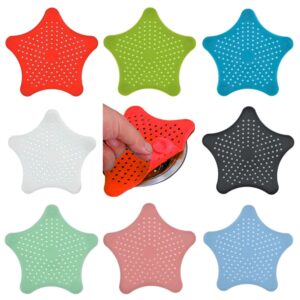 starfish-shaped hair catcher - 8 pack | secure suction design silicone material | easy to clean | suitable for bathroom, bathtub, and kitchen drains