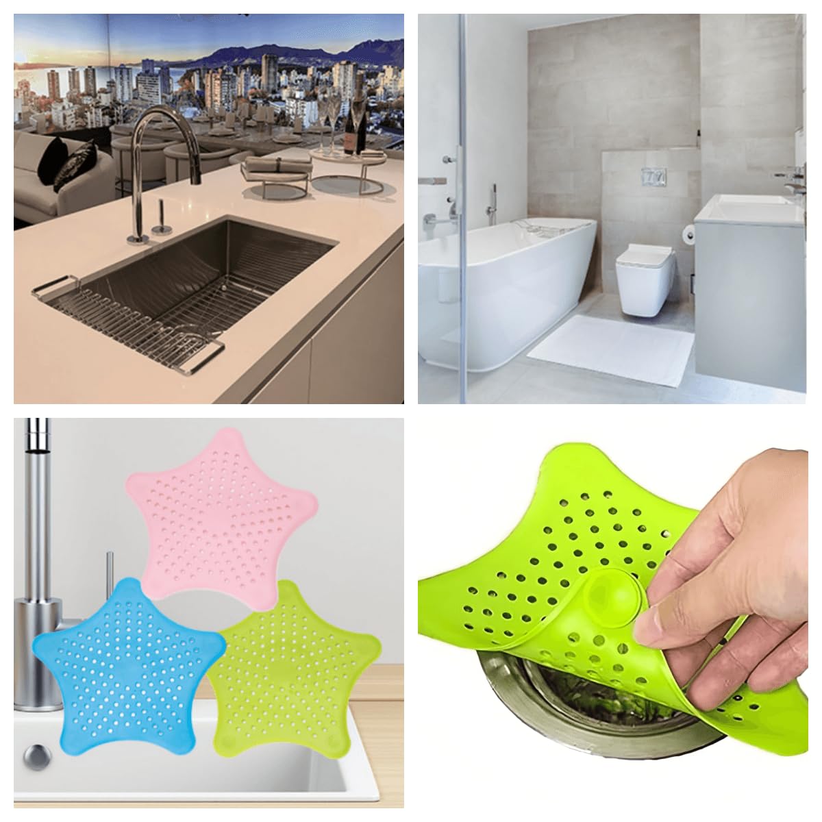 Starfish-Shaped Hair Catcher - 8 Pack | Secure Suction Design Silicone Material | Easy to Clean | Suitable for Bathroom, Bathtub, and Kitchen Drains
