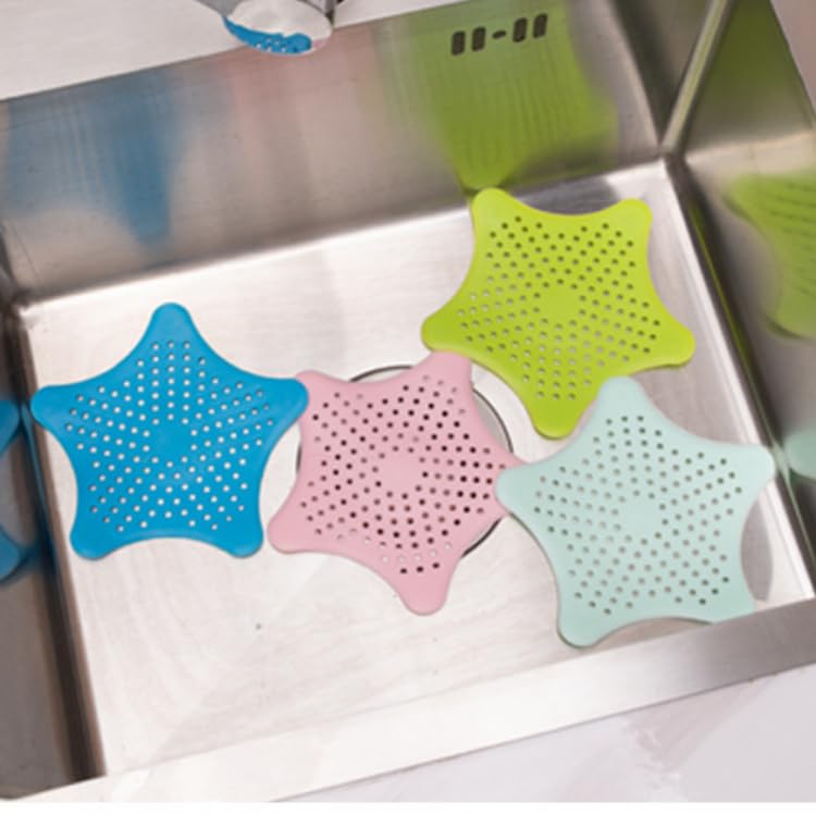 Starfish-Shaped Hair Catcher - 8 Pack | Secure Suction Design Silicone Material | Easy to Clean | Suitable for Bathroom, Bathtub, and Kitchen Drains
