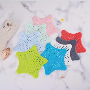 Starfish-Shaped Hair Catcher - 8 Pack | Secure Suction Design Silicone Material | Easy to Clean | Suitable for Bathroom, Bathtub, and Kitchen Drains