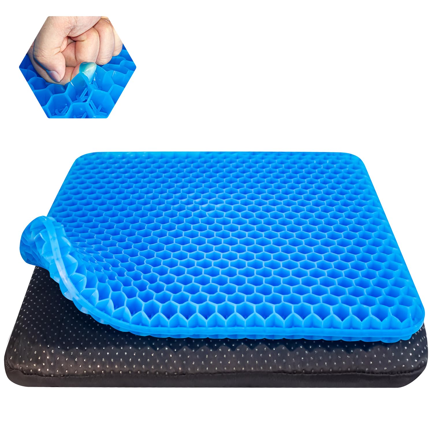 TONIINT Large Gel Seat Cushion for Long Sitting with Non-Slip Cover,Soft & Breathable,Chair Cushion,Car seat Cushion,Office seat Cushion,Seat Cushion for Desk Chair,Wheelchair Cushion