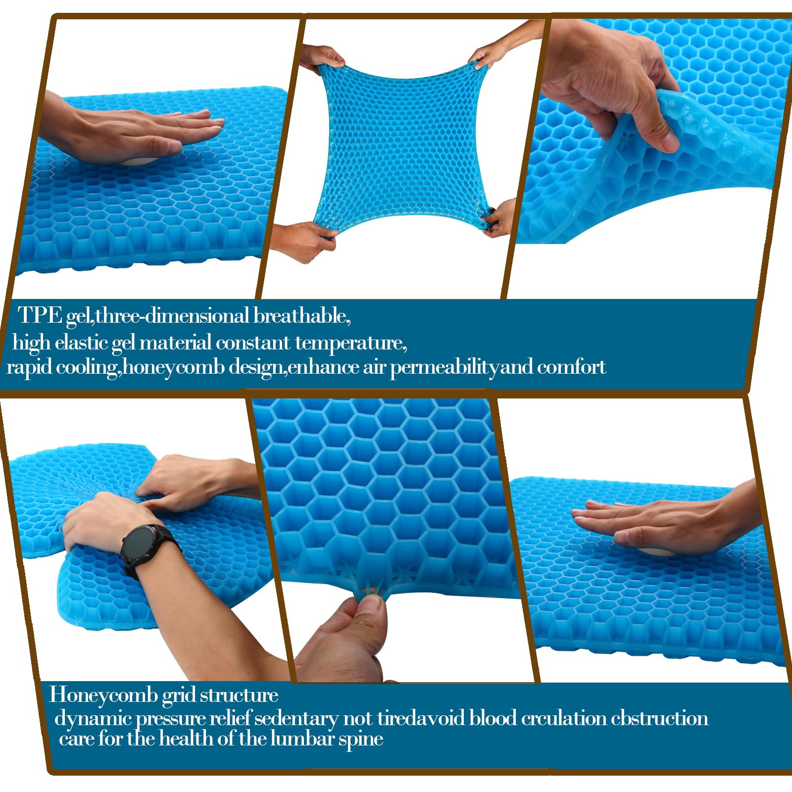 TONIINT Large Gel Seat Cushion for Long Sitting with Non-Slip Cover,Soft & Breathable,Chair Cushion,Car seat Cushion,Office seat Cushion,Seat Cushion for Desk Chair,Wheelchair Cushion