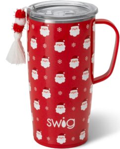 swig life 22oz travel mug | discontinued prints | insulated tumbler with handle and lid, cup holder friendly, dishwasher safe, stainless steel, travel coffee cup, insulated coffee mug, santa baby