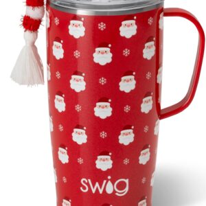 Swig Life 22oz Travel Mug | Discontinued Prints | Insulated Tumbler with Handle and Lid, Cup Holder Friendly, Dishwasher Safe, Stainless Steel, Travel Coffee Cup, Insulated Coffee Mug, Santa Baby