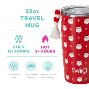 Swig Life 22oz Travel Mug | Discontinued Prints | Insulated Tumbler with Handle and Lid, Cup Holder Friendly, Dishwasher Safe, Stainless Steel, Travel Coffee Cup, Insulated Coffee Mug, Santa Baby