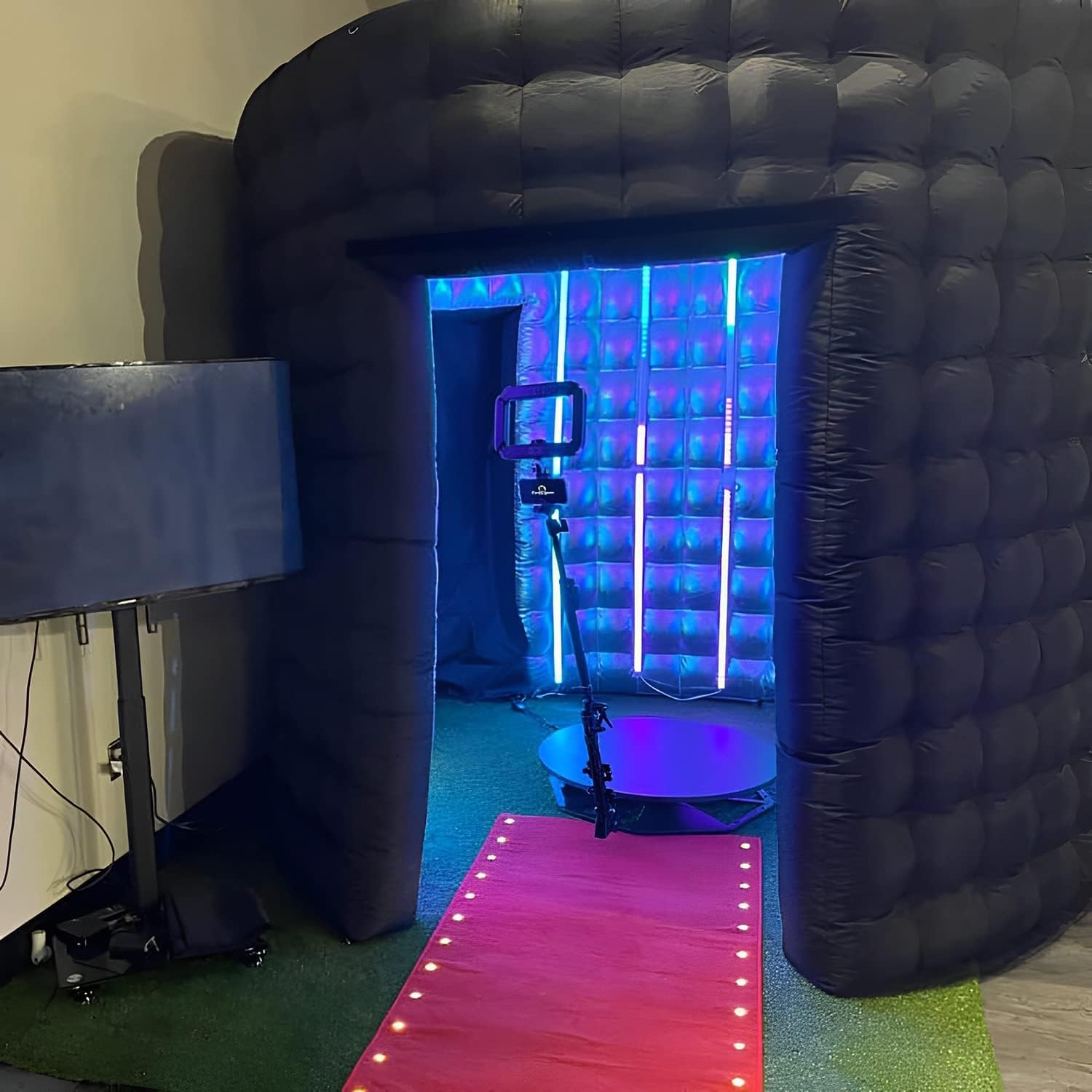 Inflatable 360 Photo Booth Enclosure, RGB Lights Backdrop Photobooth 10ft (Width) x 8ft (Height) for Party Events Live Streaming Rental